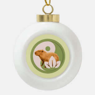 Adorno De Cerámica Tipo Bola Capybara Zen Yin Yang Naturaleza Pacífica