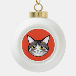Adorno De Cerámica Tipo Bola Cara de gato de dibujos animados linda con diseño