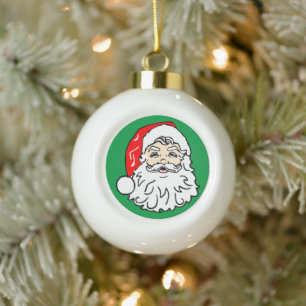Adorno De Cerámica Tipo Bola Cara de Santa Claus