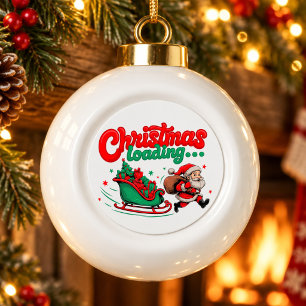 Adorno De Cerámica Tipo Bola Carga de Navidad Trineo de Santa Regalos Corriendo