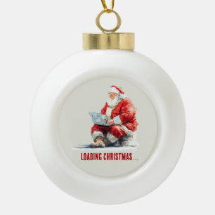 Adorno De Cerámica Tipo Bola Cargando Navidades Funny Santa Design