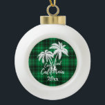 Adorno De Cerámica Tipo Bola Carlsbad California Beach Palm Tree Green Plaid<br><div class="desc">Ornamento de plástico verde arbolado de palmera de Carlsbad California</div>