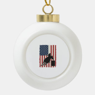 Adorno De Cerámica Tipo Bola Carrera de Barriles Bandera Americana Diseño Vecto