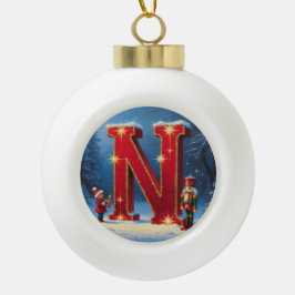 Adorno De Cerámica Tipo Bola Carta N Cascanueces De Navidad Inicial Personaliza