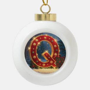 Adorno De Cerámica Tipo Bola Carta Q Edredón de Navidad Personalizado Inicial