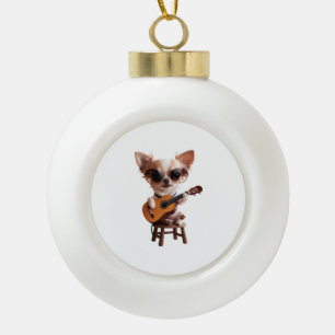 Adorno De Cerámica Tipo Bola cartoons de fu de chihuahua lindo tocando guitarra