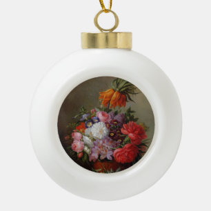 Adorno De Cerámica Tipo Bola Caso Cornelis Johannes van Hulsteijn con flores