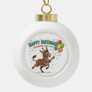 Adorno De Cerámica Tipo Bola Celebración del cumpleaños de burro feliz