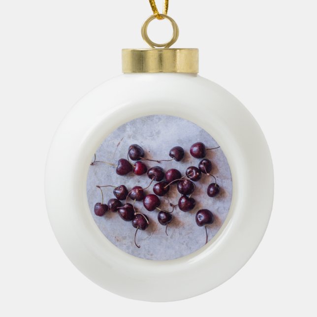 Adorno De Cerámica Tipo Bola Cerezas (Anverso)