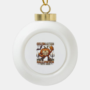 Adorno De Cerámica Tipo Bola Cerveza de Halloween Calavera Calabaza Murciélago