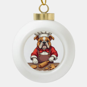 Adorno De Cerámica Tipo Bola Chef de pan de jengibre Bulldog