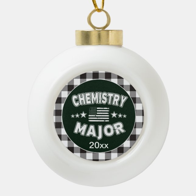 Adorno De Cerámica Tipo Bola Chemistry White Plaid (Anverso)