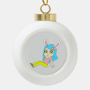 Adorno De Cerámica Tipo Bola chibi bunnygirl