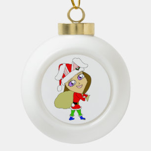 Adorno De Cerámica Tipo Bola chibi conejita