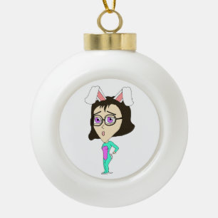 Adorno De Cerámica Tipo Bola chibi conejita