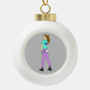 Adorno De Cerámica Tipo Bola chica con cola de conejo