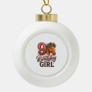 Adorno De Cerámica Tipo Bola Chica cumpleaños 9 caballo floral diseño vintage