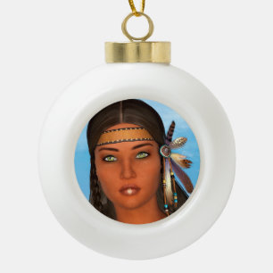 Adorno De Cerámica Tipo Bola Chica Nativa Americana