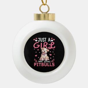 Adorno De Cerámica Tipo Bola Chicas De Perro Pitbull, Sólo Una Chica Que Ama Pi