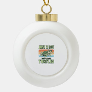 Adorno De Cerámica Tipo Bola Chico Que Ama Tortugas Diseño de Grabado Vintage_1