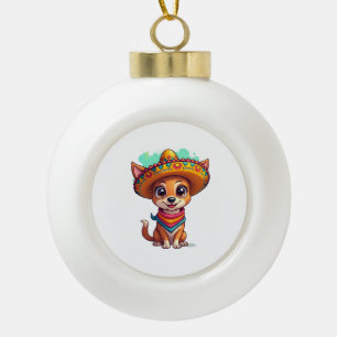 Adorno De Cerámica Tipo Bola Chihuahua México Cinco de Mayo Perro Divertido (7)