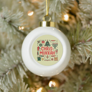 Adorno De Cerámica Tipo Bola Chrismukkah Hanukkah Navidades judío Religioso