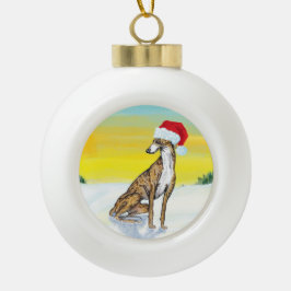 Adorno De Cerámica Tipo Bola christmas greyhound