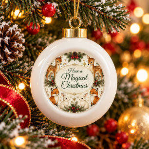 Adorno De Cerámica Tipo Bola Ciervo Zorro Conejo Mágico Navideño de Cerámica de