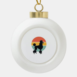 Adorno De Cerámica Tipo Bola Círculo de silueta de perro retro puesta de sol de