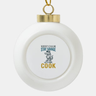 Adorno De Cerámica Tipo Bola Cocina Salvaje de Cocodrilo Grabado Vintage Gráfic