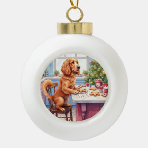 Adorno De Cerámica Tipo Bola Cocker Spaniel Adorable Horneando Pan de Jengibre
