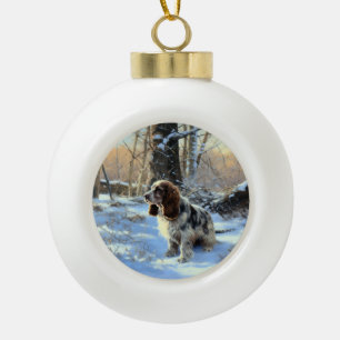 Adorno De Cerámica Tipo Bola Cocker Spaniel Deja que nieve Navidad