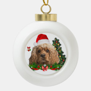Adorno De Cerámica Tipo Bola Cocker spaniel Navidad Bola de cerámica Navidad