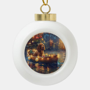 Adorno De Cerámica Tipo Bola Cocker Spaniel Viaje Festivo de Navidad
