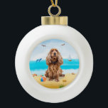 Adorno De Cerámica Tipo Bola coker spaniel Dog on Beach<br><div class="desc">Un perro de milano sentado en la playa es un regalo perfecto para alguien que ama a esta raza de perro.</div>