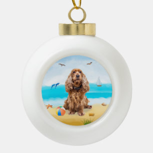 Adorno De Cerámica Tipo Bola coker spaniel Dog on Beach