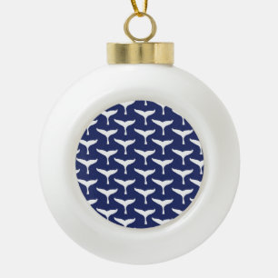 Adorno De Cerámica Tipo Bola Cola de ballena blanca Animal marino Océano azul M