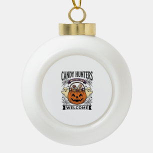 Adorno De Cerámica Tipo Bola Coleccionador de Dulces de Halloween Grabado Antig