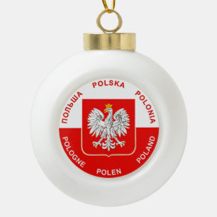 Adorno De Cerámica Tipo Bola Colores polacos de la bandera con el ornamento del