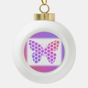 Adorno De Cerámica Tipo Bola Colorida pintura de mariposa geométrica rosa púrpu