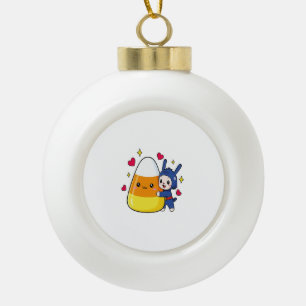 Adorno De Cerámica Tipo Bola Conejito Adorable Abrazando Maíz de Caramelo