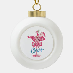 Adorno De Cerámica Tipo Bola Copa de cóctel de Navidad Santa Cheers Vintage Xma