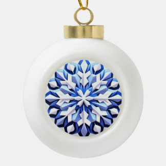 Adorno De Cerámica Tipo Bola Copo de Nieve Azul Detallado