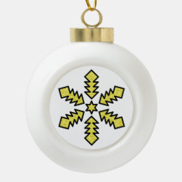 Adorno De Cerámica Tipo Bola Copo de Nieve Brillante - Estrella Amarilla