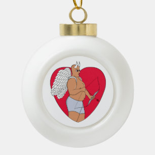 Adorno De Cerámica Tipo Bola Corazón romántico con un cupido inusual