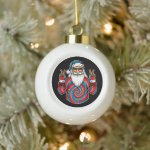 Adorno De Cerámica Tipo Bola Corbata de Navidad Teñido de Santa Signo de Paz Ga