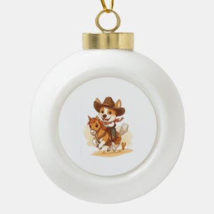 Adorno De Cerámica Tipo Bola Corgi Vaquero � Perro Rodeo Occidental