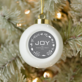 Adorno De Cerámica Tipo Bola Corona de Navidad Floral Joy Familia Nombre Person