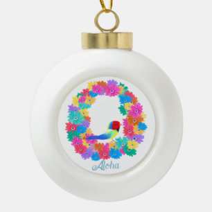 Adorno De Cerámica Tipo Bola Corona Tropical de Navidad Aloha