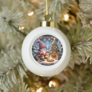 Adorno De Cerámica Tipo Bola Cosy Campfire Gnome" - Navidades festivos
